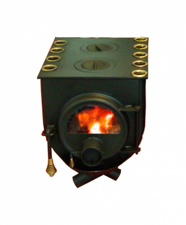 Отопительная печь длительного горения Бренеран тип 00 АОТ-6 плита с 2-мя конфорками со стеклом